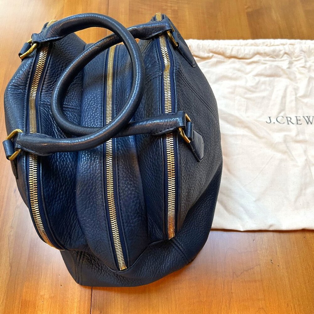 J.Crew NWOT Large Navy 3 Section Satchel Handbag